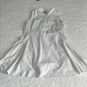 Athleta Fitness Dress M White Advantage Bright White Pleated Dress Tennis Golf